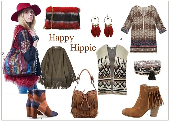 Fashion und Stiefel im Hippie-Look 