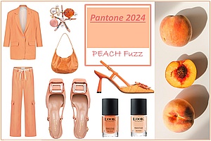 Für jede Saison kürt das Pantone Colour Institut eine neue Trendfarbe. Die Farbe des Jahres 2024 heißt „Peach Fuzzi“, ein zarter und eleganter  Pfirsichton. 