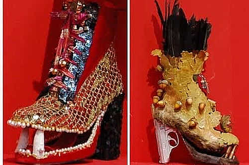 [title] - Seine Design-Verrücktheiten waren ursprünglich nur für Schaufensterdekorationen und Bühnenauftritte gedacht. Jetzt stylt Klaus Niehaus alte Schuhe um und verleiht ihnen neuen Glanz. 